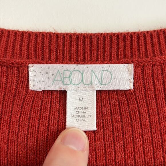 Abound Orange Ribbed Knit V-Neck Sweater - Picture 6 of 7